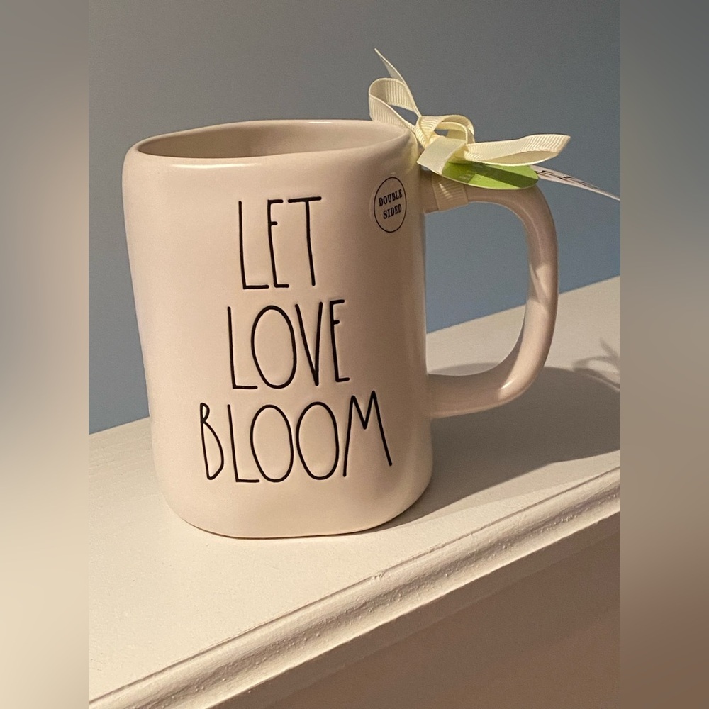 Rae Dunn Artisan Collection Ceramic Mug “ Let Love Bloom” NWT double sided mug - Picture 2 of 4